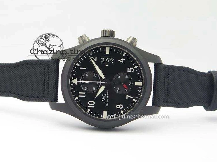 MIROTIME 0321 EasyCare Pilot Chrono IW388001 Real Ceramic ZF 1:1 Best Edition On Black Nylon Strap A 7279